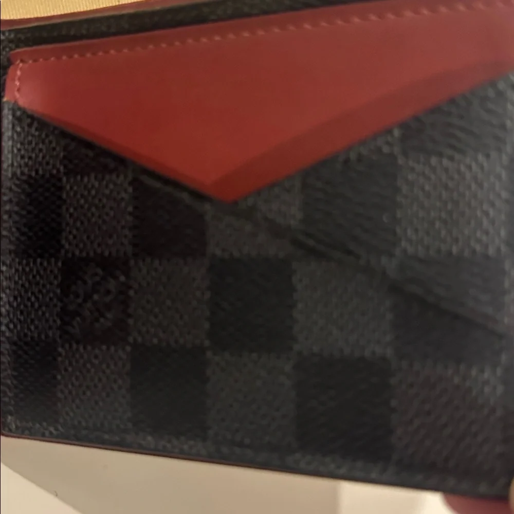 Louis Vuitton Black Damier Graphite Canvas wallet with Red Trim